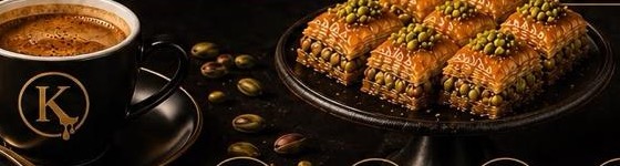 Frische Baklava mit Pistazie und arabischer Kaffee bei KARMIL